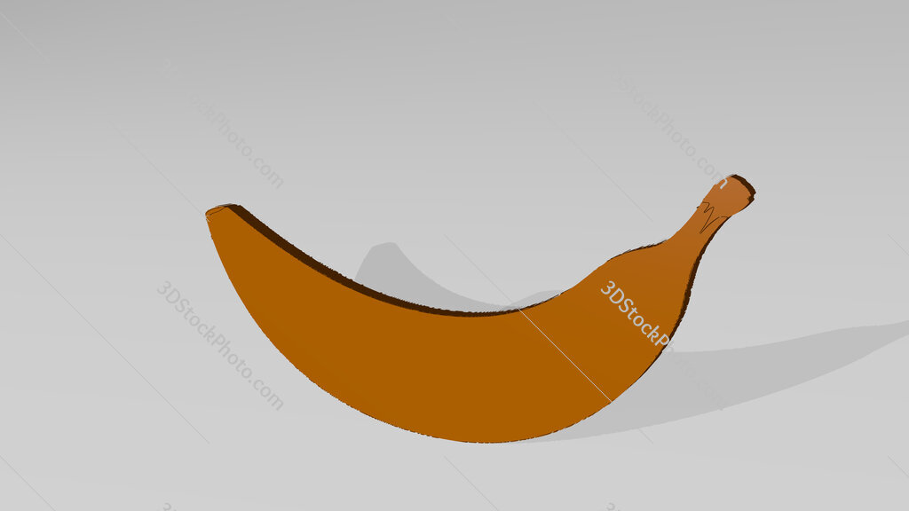 banana 3D drawing icon on white floor