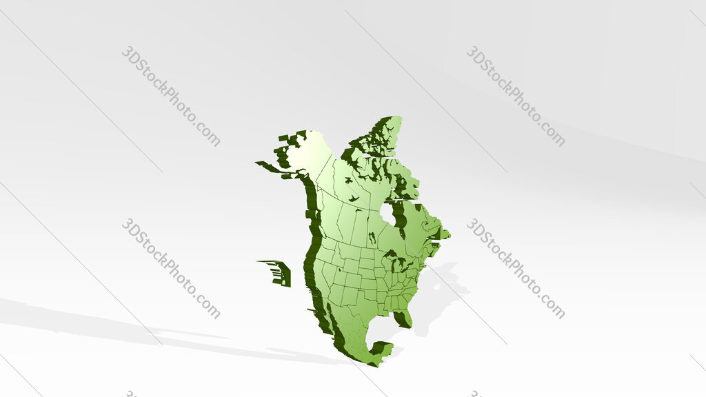 map of North America 3D drawing icon on white floor