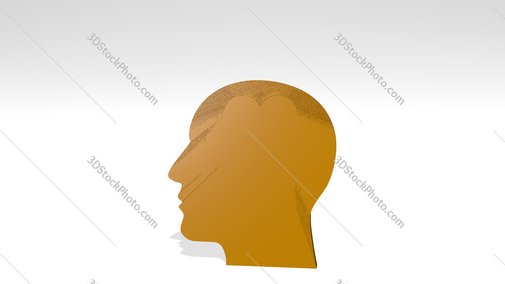 head 3D drawing icon on white floor