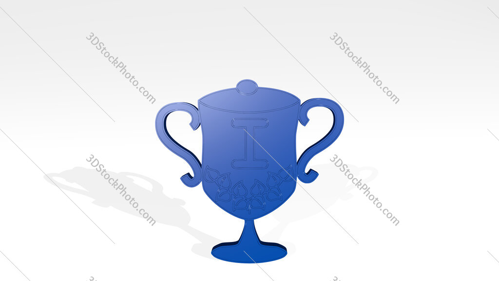 trophy 3D drawing icon on white floor