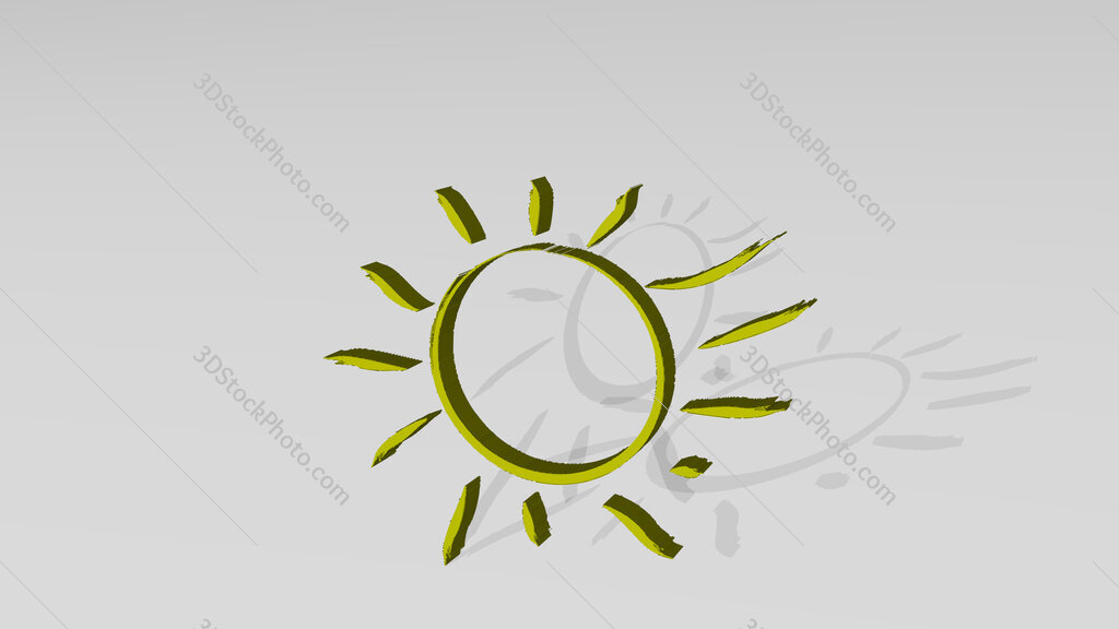 sun 3D drawing icon on white floor