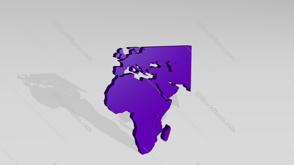 map of Africa 3D drawing icon on white floor