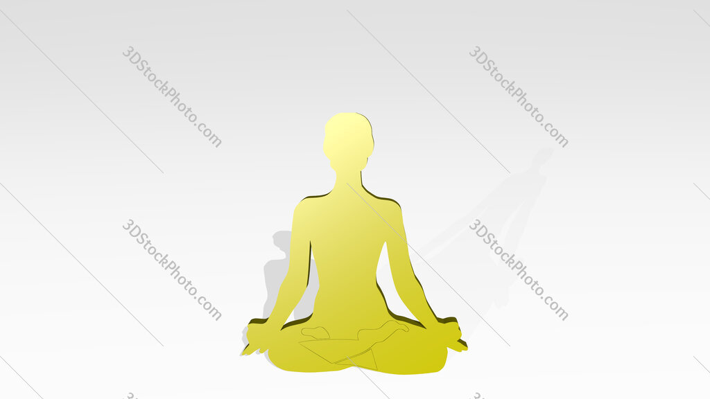 relaxing yoga posture 3D drawing icon on white floor