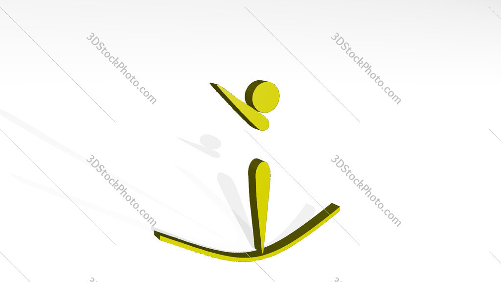 gymnast 3D drawing icon on white floor