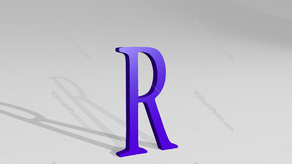 letter R 3D drawing icon on white floor