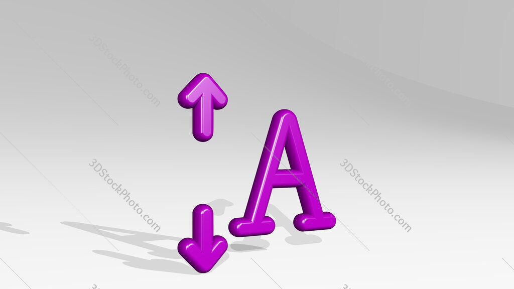 font expand vertical 3D icon casting shadow