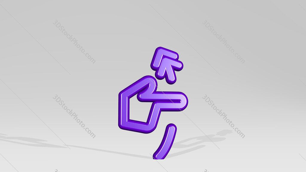 gesture swipe vertical up 3D icon casting shadow