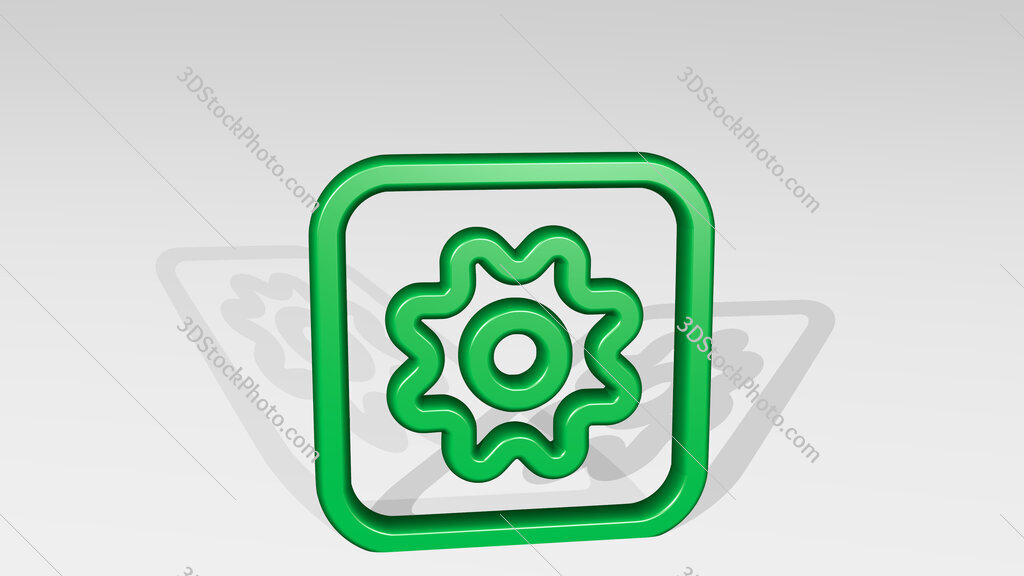 cog square 3D icon casting shadow
