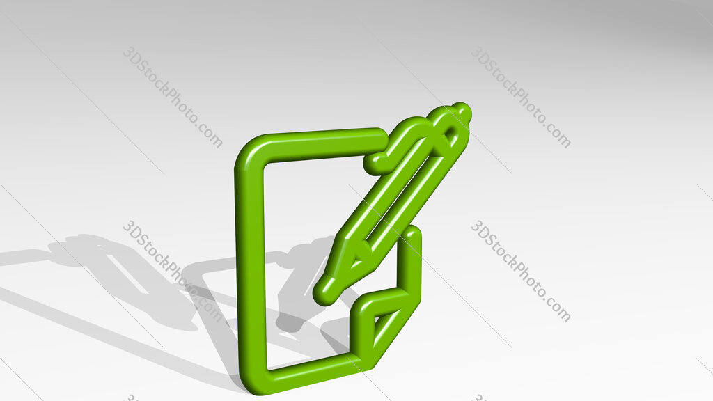 pen write paper 3D icon casting shadow
