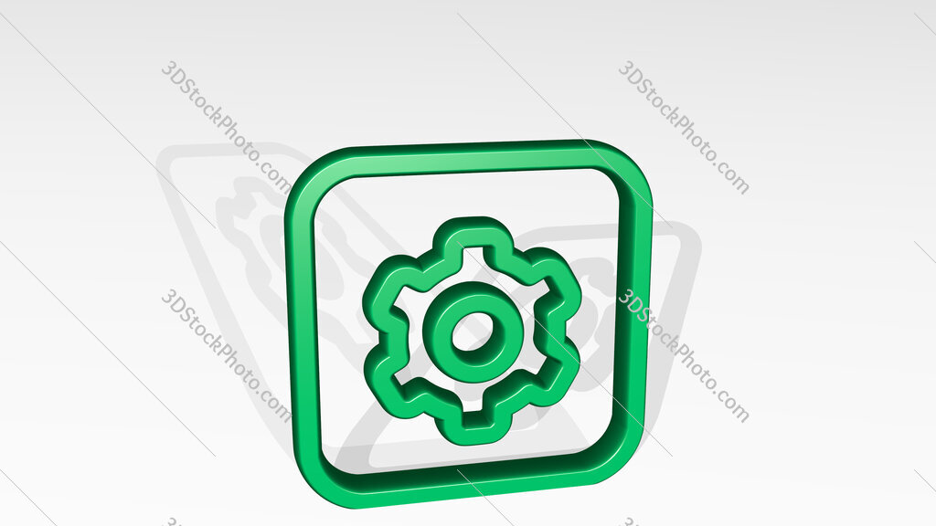 cog square 3D icon casting shadow