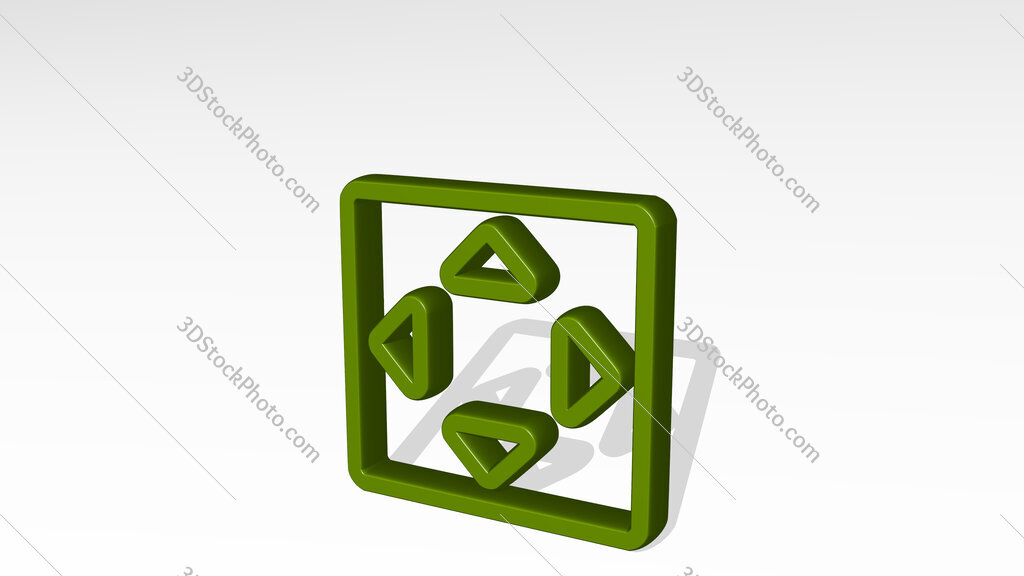 direction button square 3D icon casting shadow
