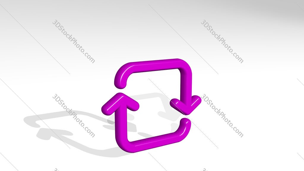 synchronize arrows square 3D icon casting shadow