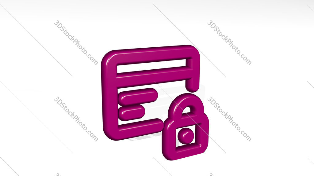 credit card lock 3D icon casting shadow