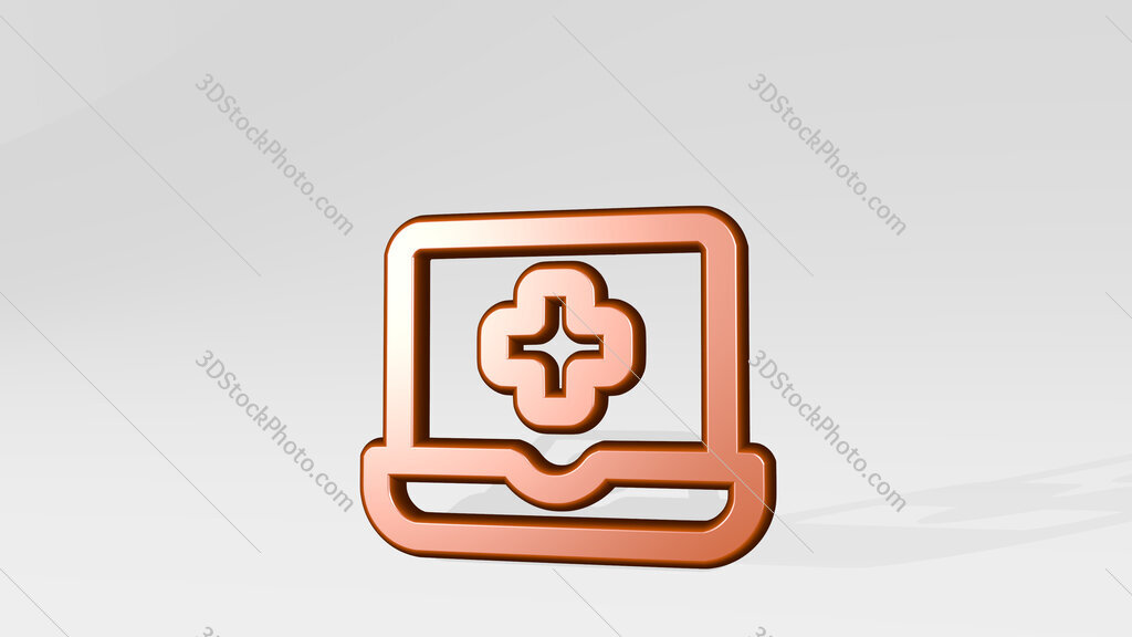 medical app laptop 3D icon casting shadow
