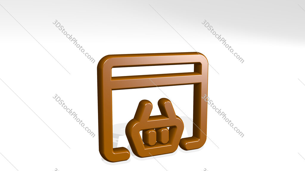 e commerce basket browser 3D icon casting shadow