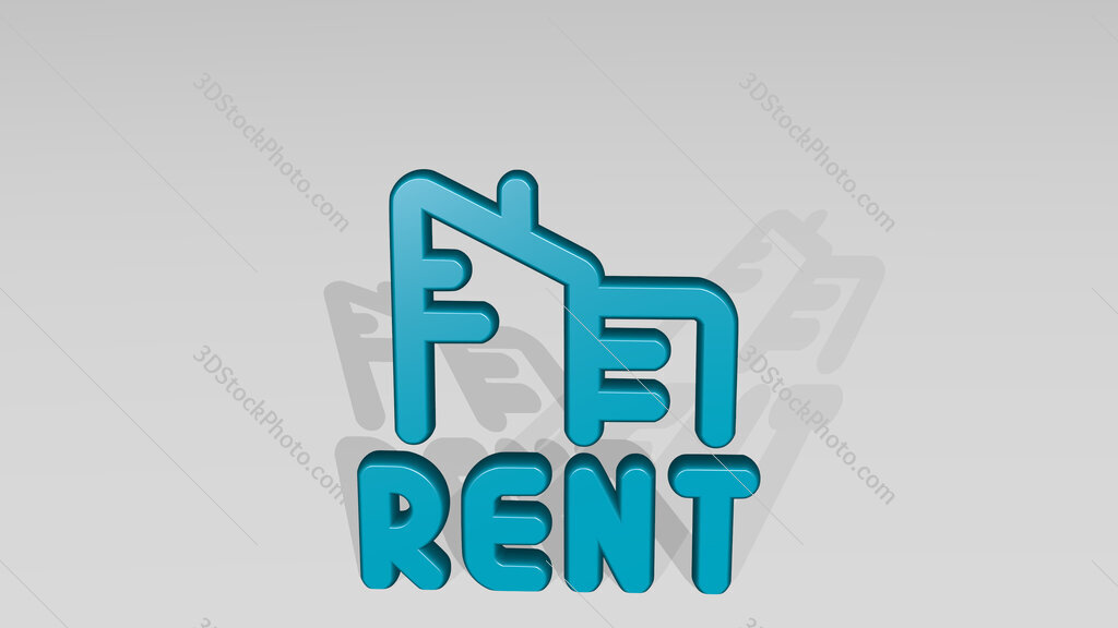 real estate sign building rent 3D icon casting shadow