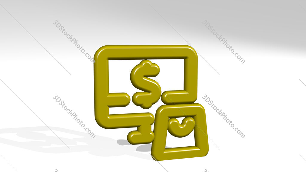 e commerce shopping bag 3D icon casting shadow