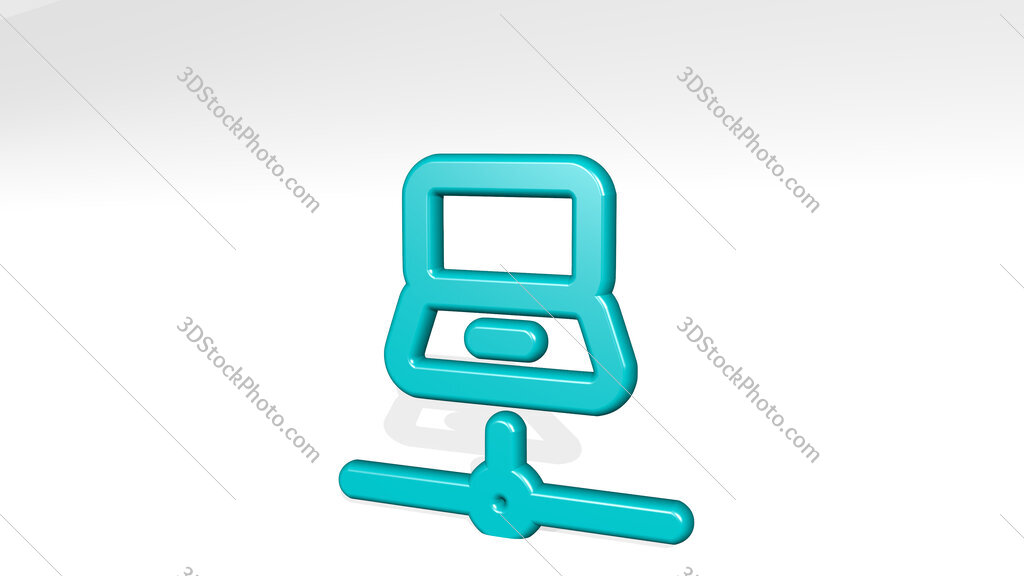 laptop 3D icon casting shadow