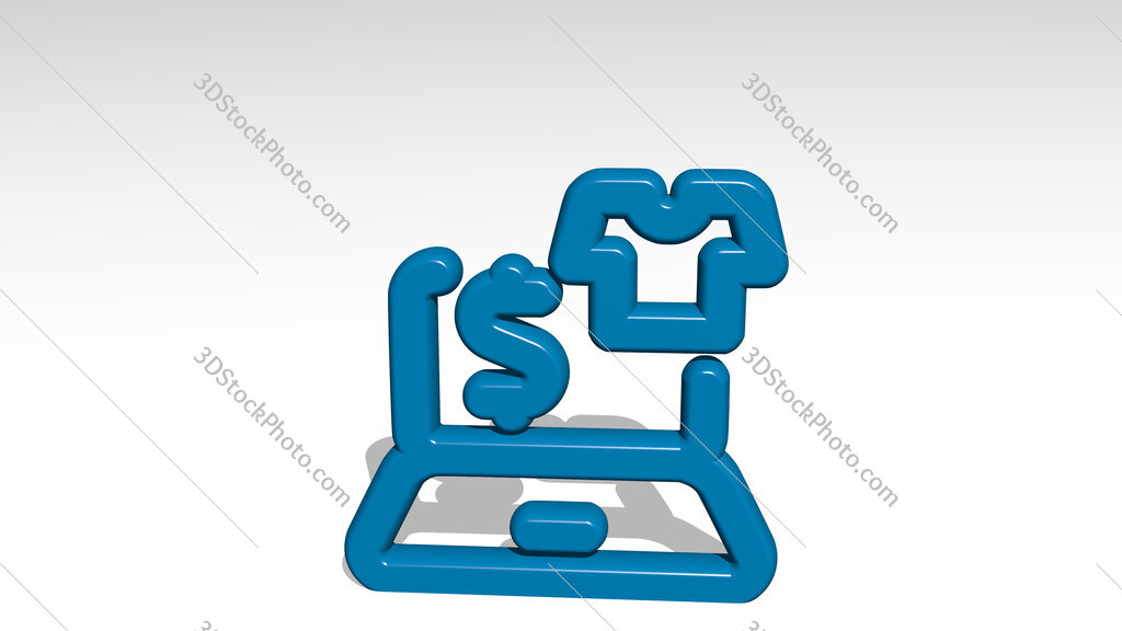 e commerce apparel laptop 3D icon casting shadow