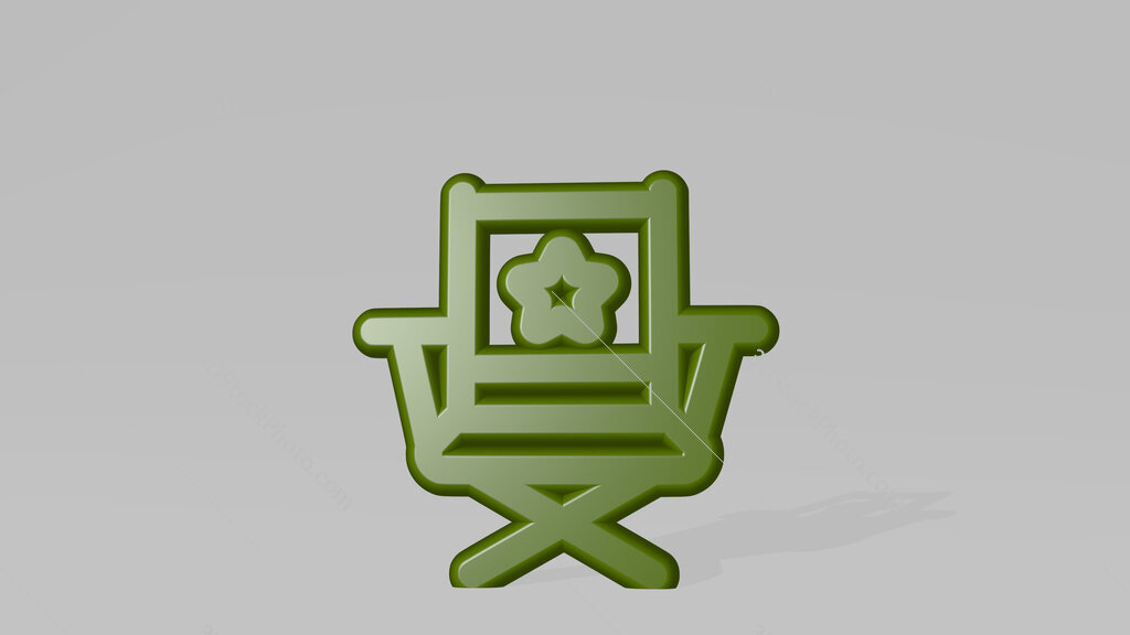 movies director chair 3D icon casting shadow
