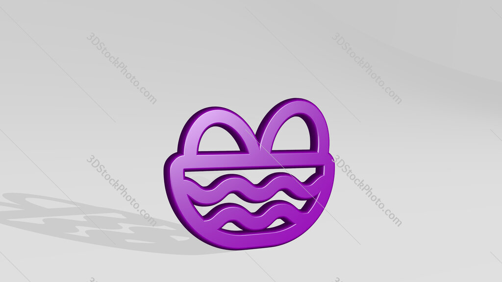easter egg basket 3D icon casting shadow