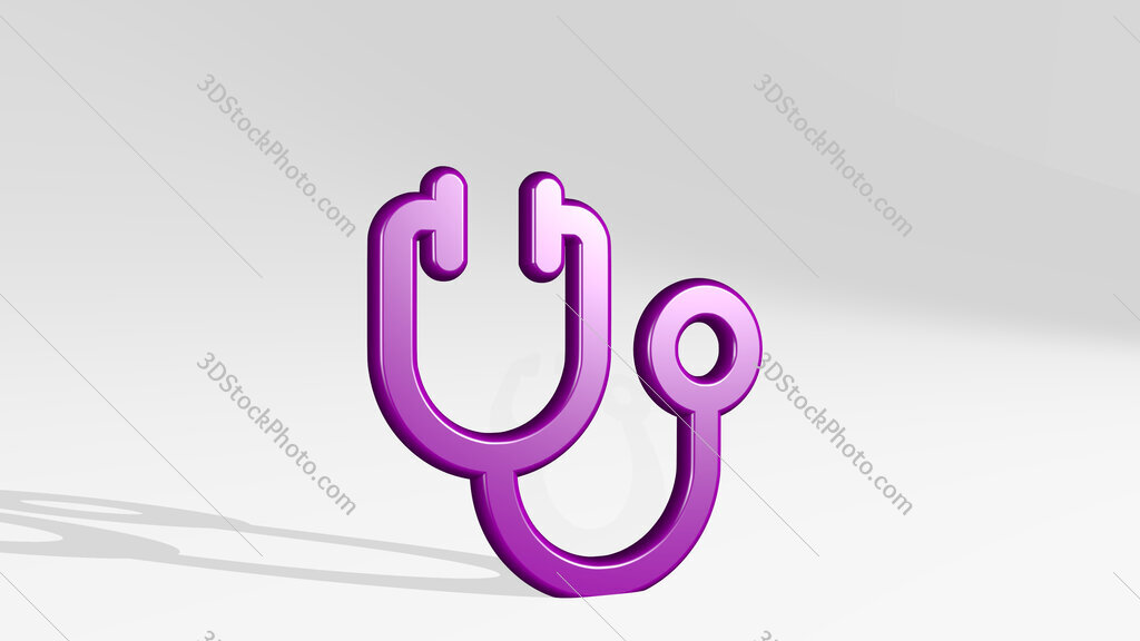medical instrument stethoscope 3D icon casting shadow