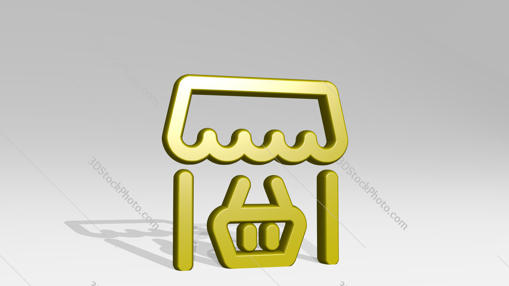 shop cart 3D icon casting shadow