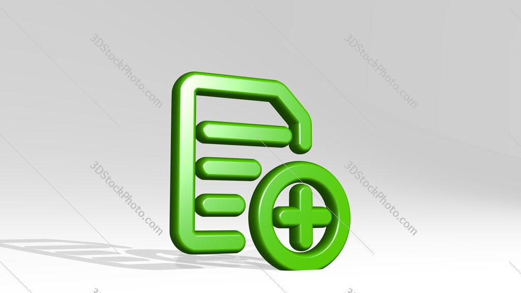 common file text add 3D icon casting shadow