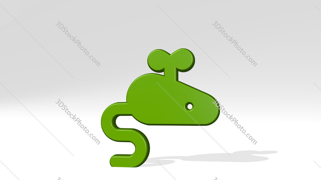 cat mouse toy 3D icon casting shadow