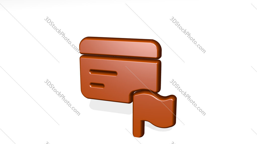 credit card flag 3D icon casting shadow