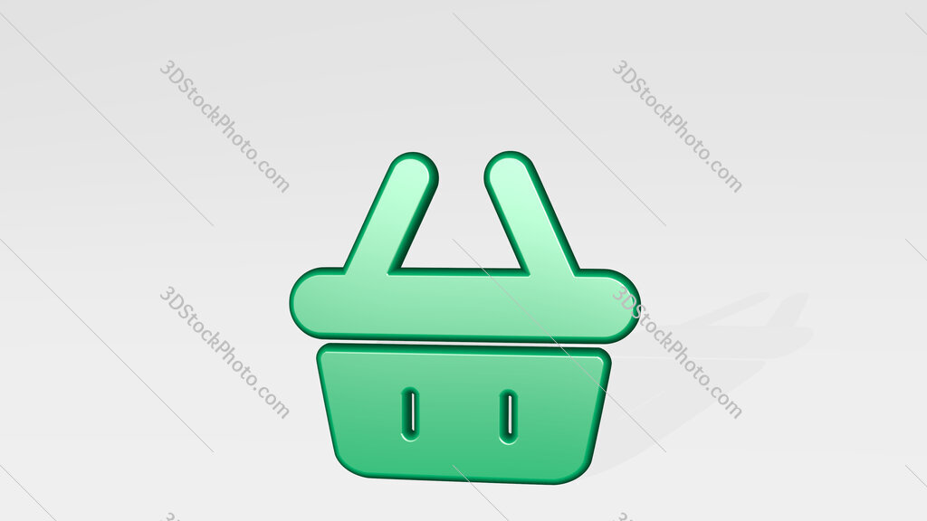 shopping basket 3D icon casting shadow