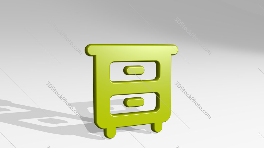 archive drawer table 3D icon casting shadow
