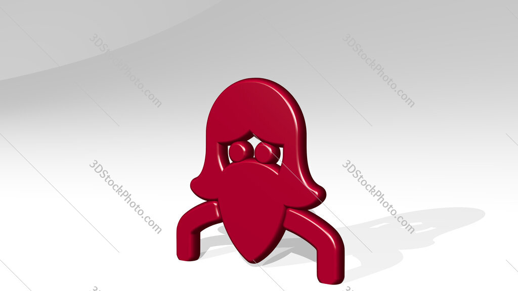 crime woman riot 3D icon casting shadow