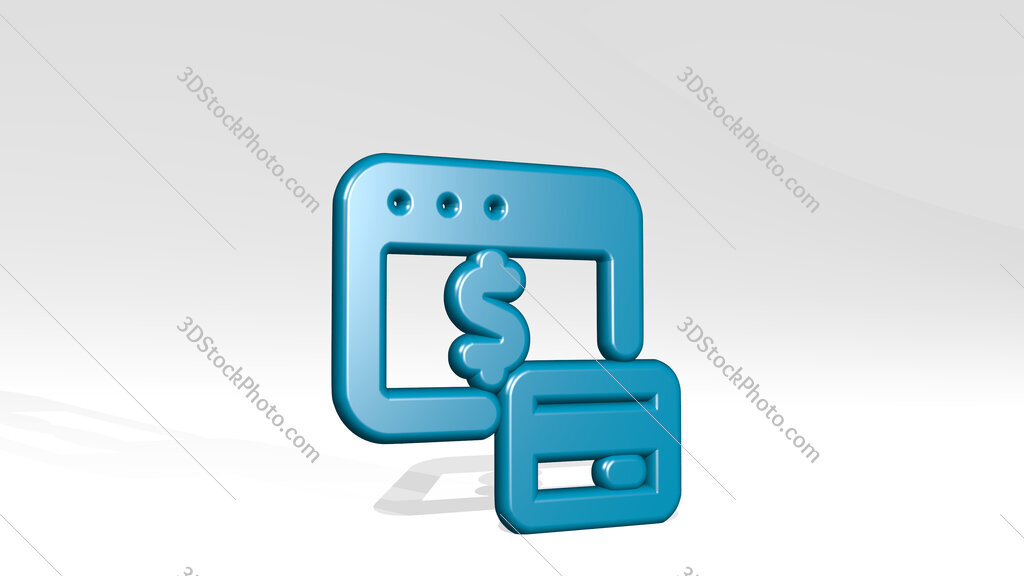 credit card online payment 3D icon casting shadow