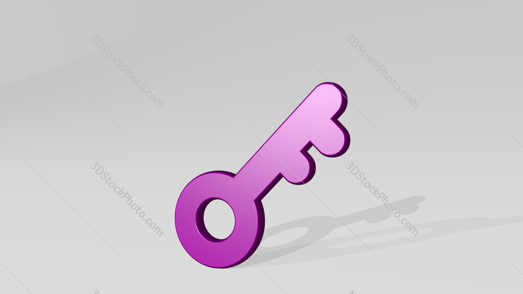 login key 3D icon casting shadow