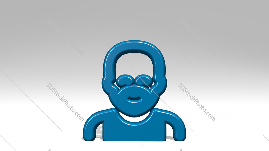 crime man thug 3D icon casting shadow