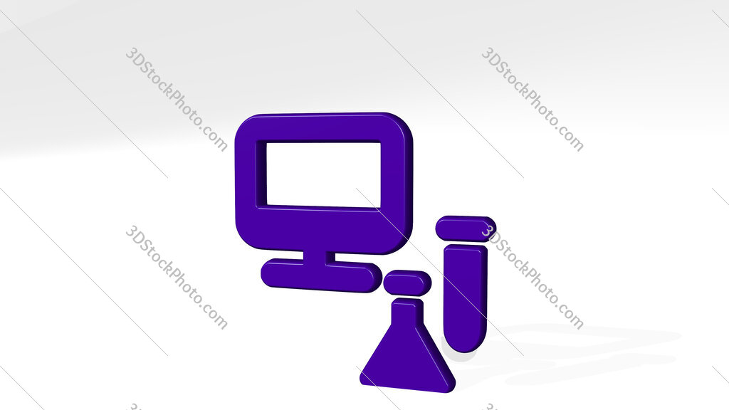 ab testing chemistry monitor 3D icon casting shadow