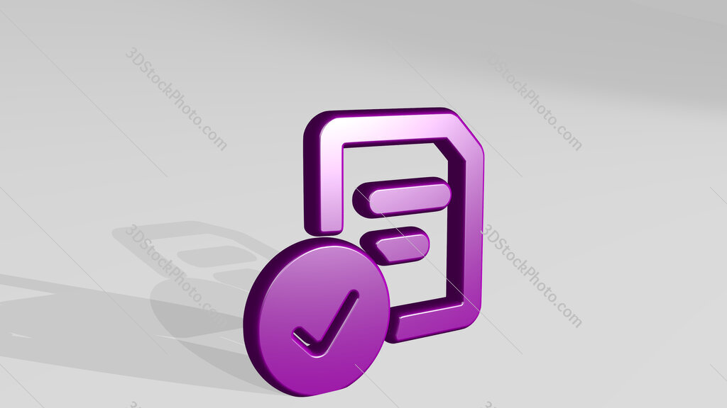 common file text check 3D icon casting shadow
