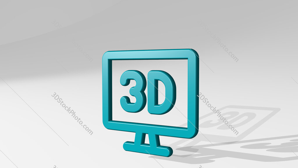 modern tv 3d 3D icon casting shadow