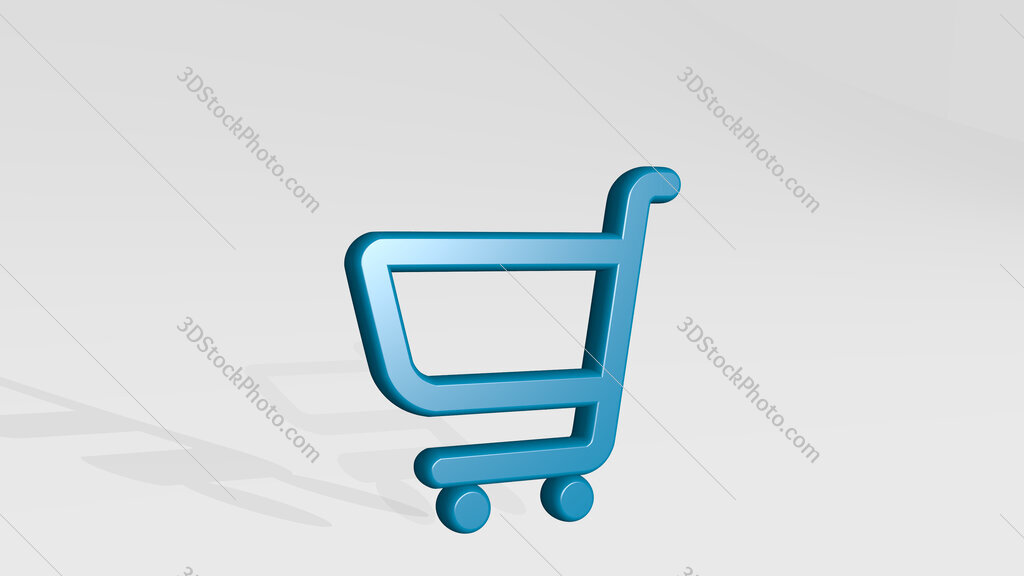 shopping cart 3D icon casting shadow