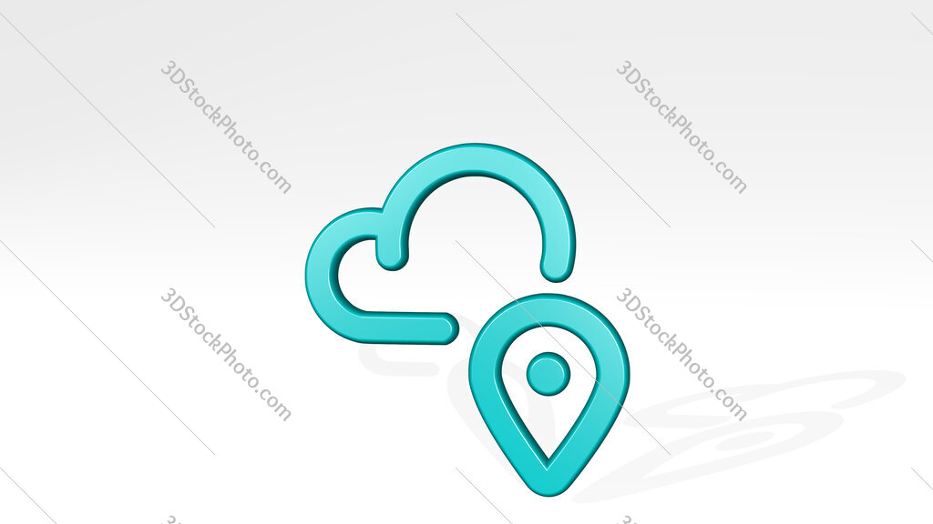 weather app cloud location 3D icon casting shadow