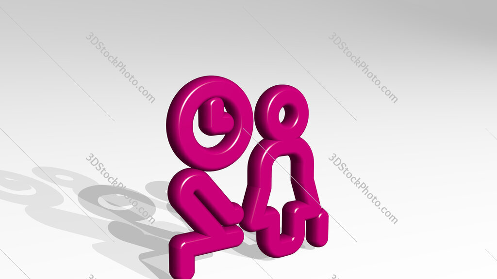 medical room clock woman 3D icon casting shadow