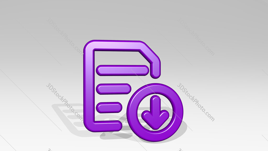 common file text download 3D icon casting shadow