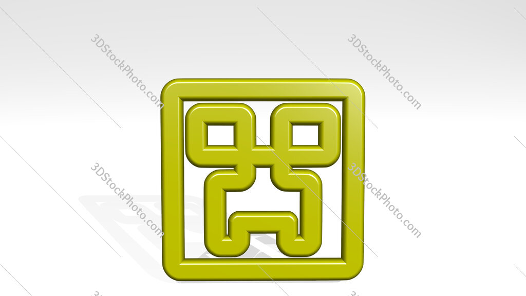 video game logo creeper 3D icon casting shadow