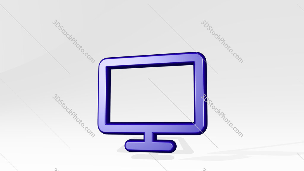 modern tv flat screen 3D icon casting shadow