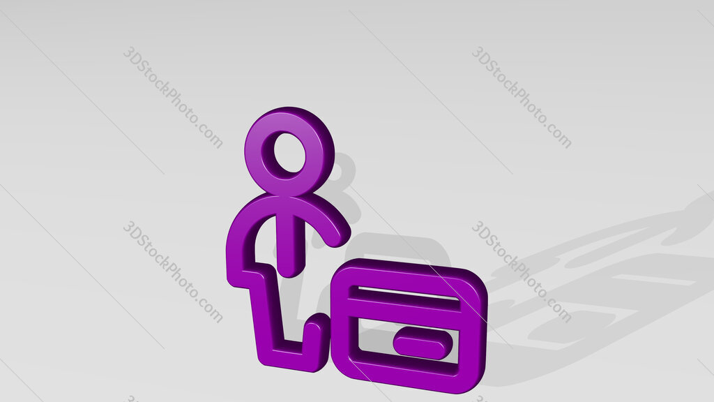 single man actions credit card 3D icon casting shadow