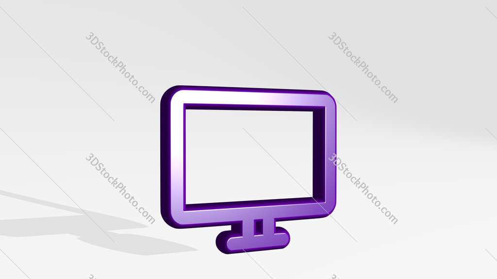 modern tv flat 3D icon casting shadow