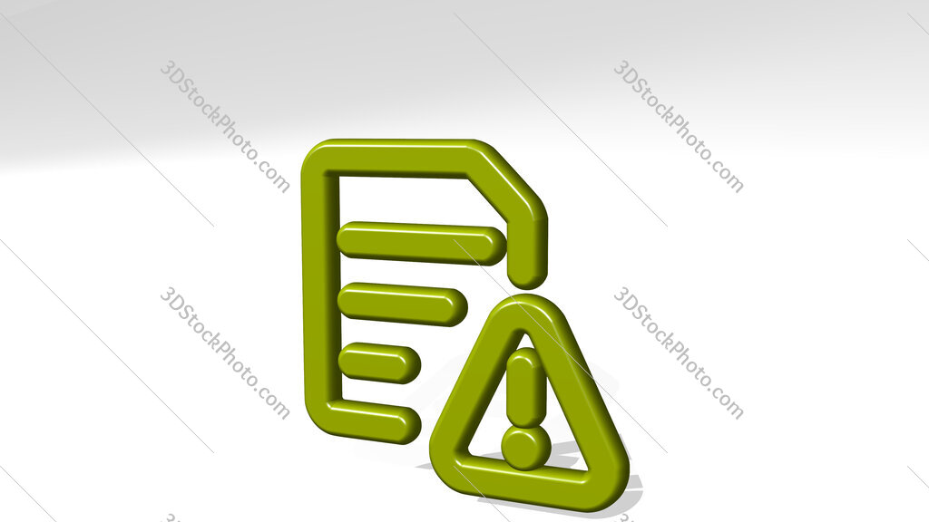 common file text warning 3D icon casting shadow