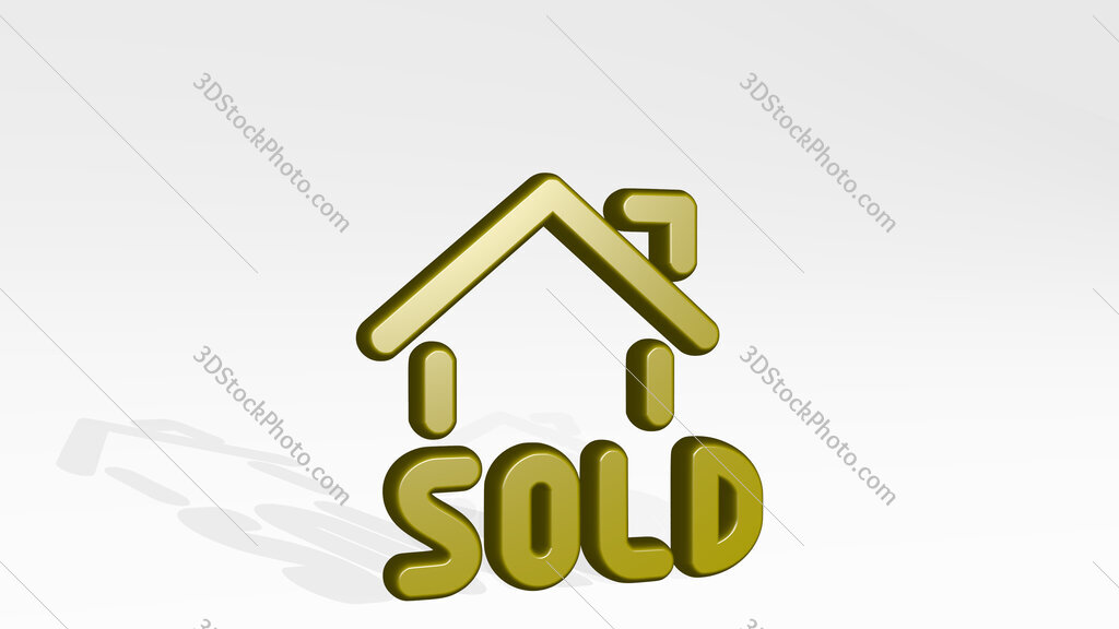 real estate sign house sold 3D icon casting shadow