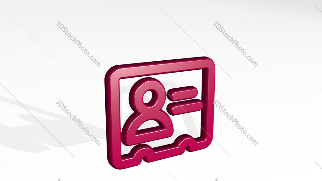 single neutral id card 3D icon casting shadow